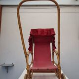 Poussette de poupée trés ancienne, en bois et osier