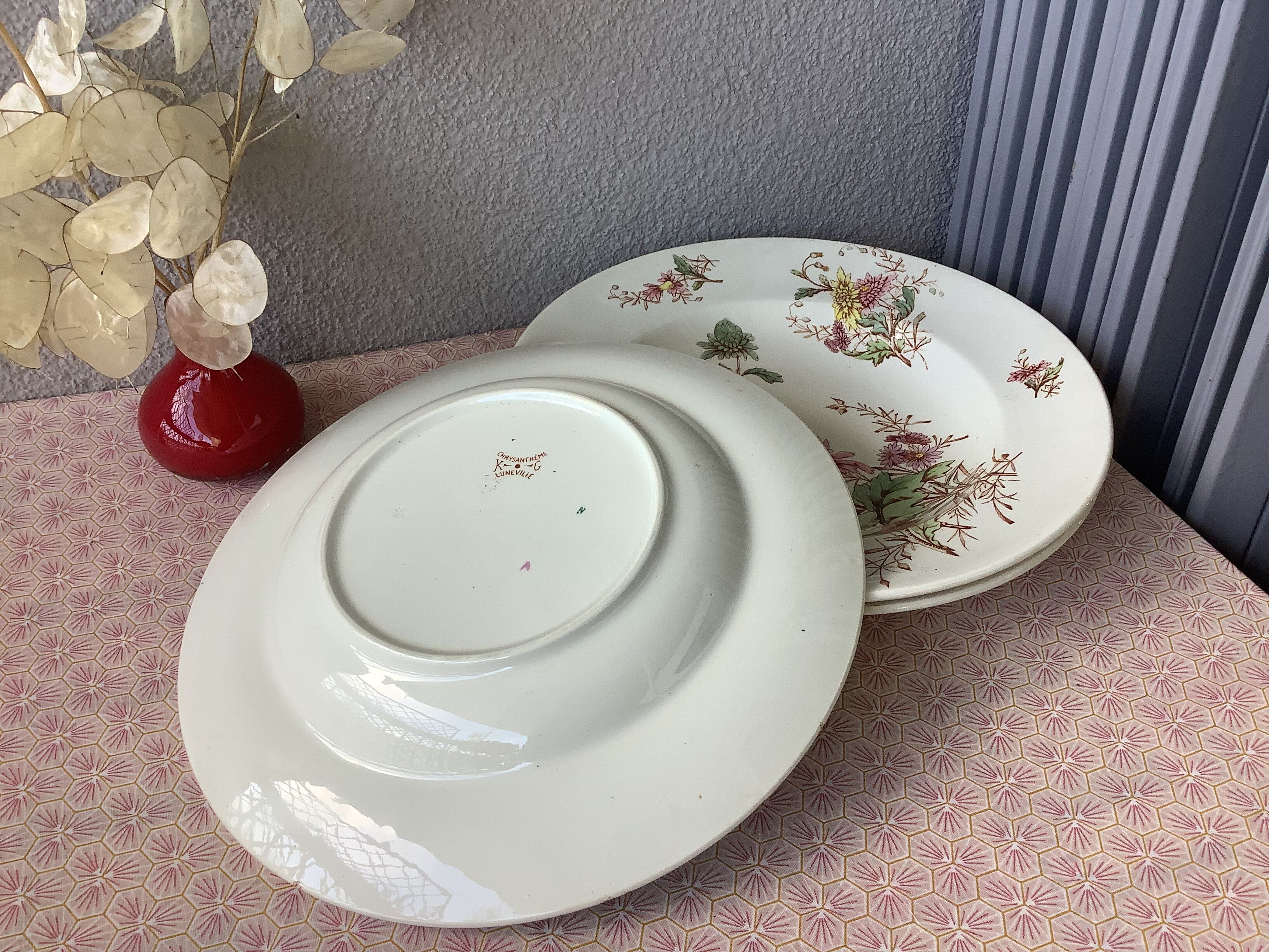 Assiettes Lunéville Keller & Guérin XIXème terre de fer