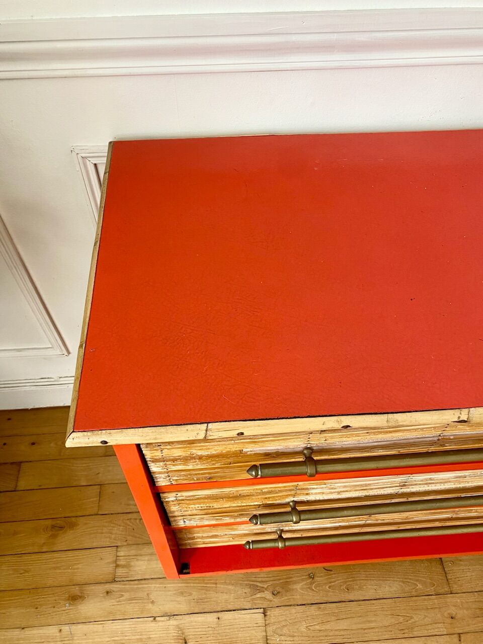 Commode en bambou et rotin vintage