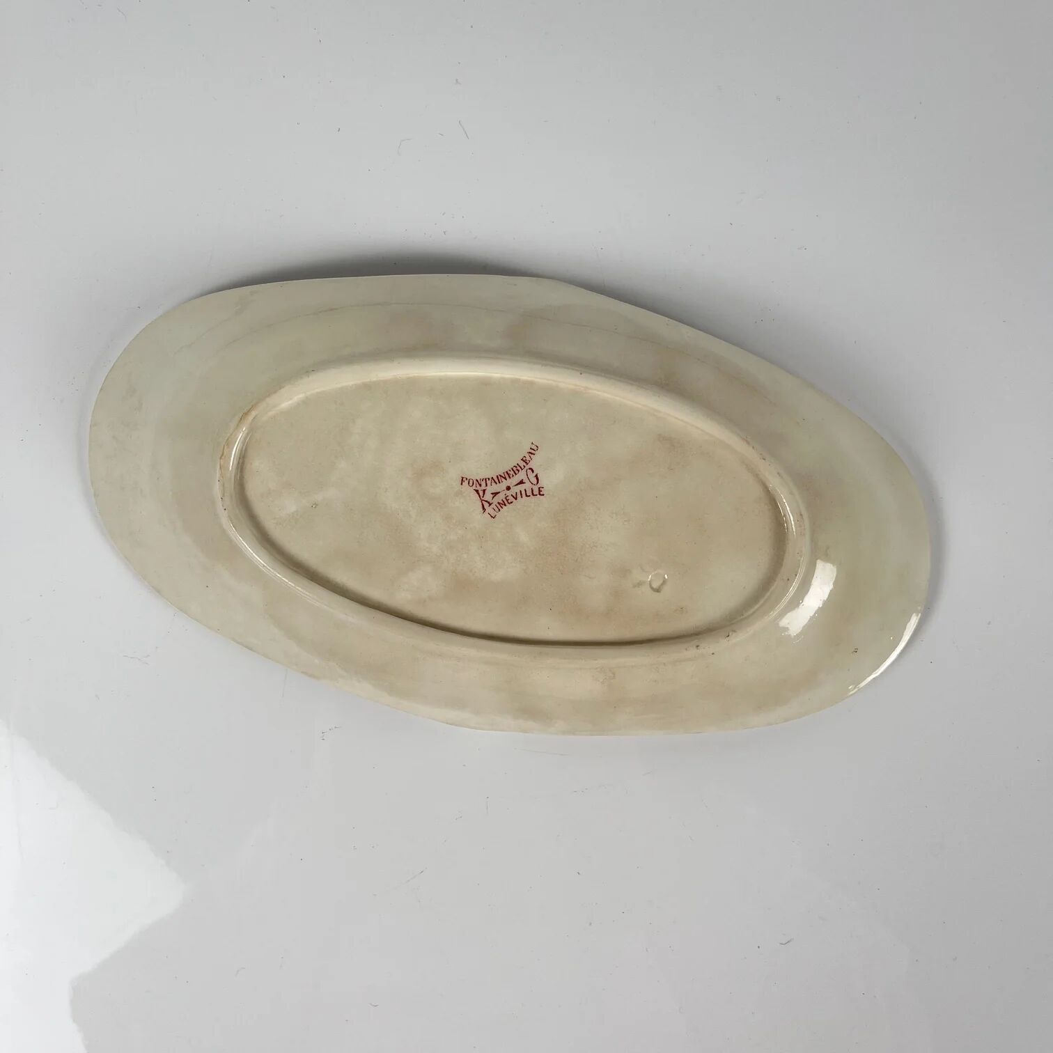 Oval dish with side handle KG Lunéville Ironstone, "Fontainebleau", pink, 19th century