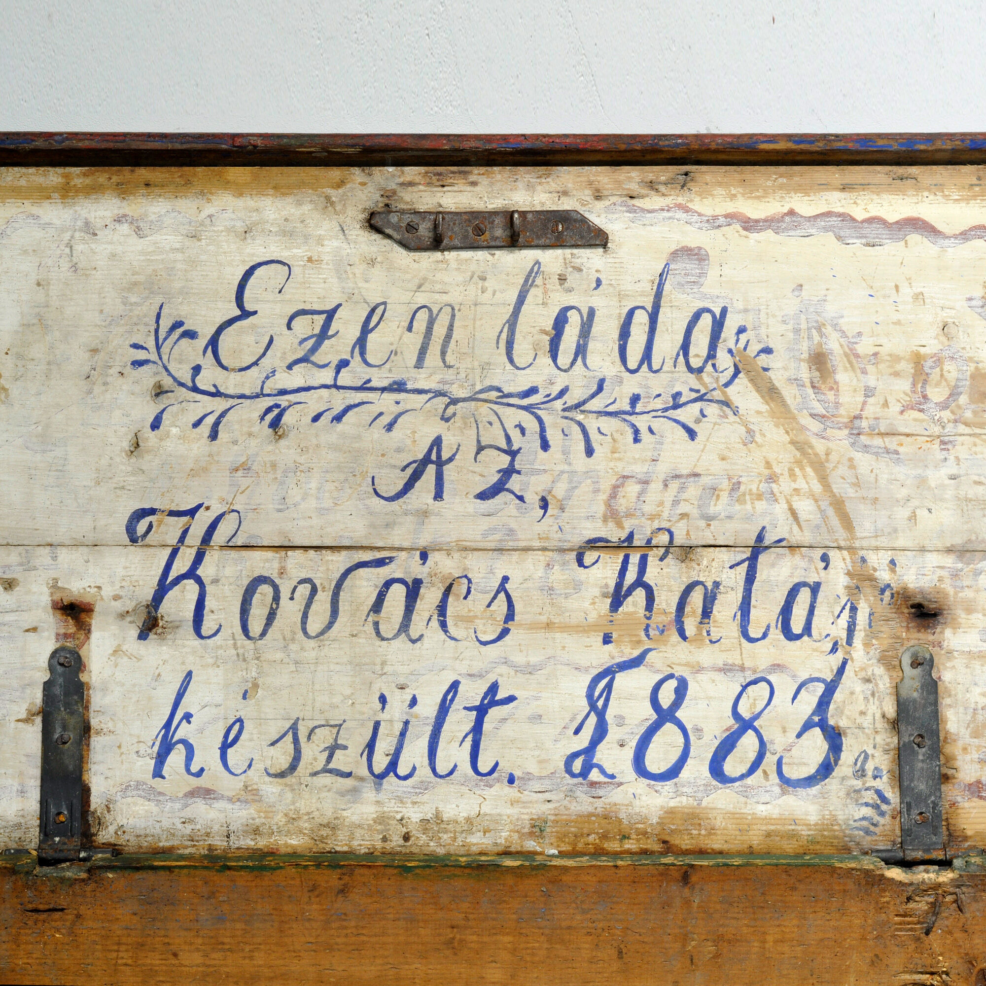 Folk art bridal chest, dated 1883