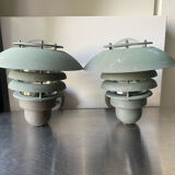 Pair of classic danish vintage outdoor wall lamps in copper