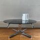 Tubular round smoked glass coffee table vintage 1970