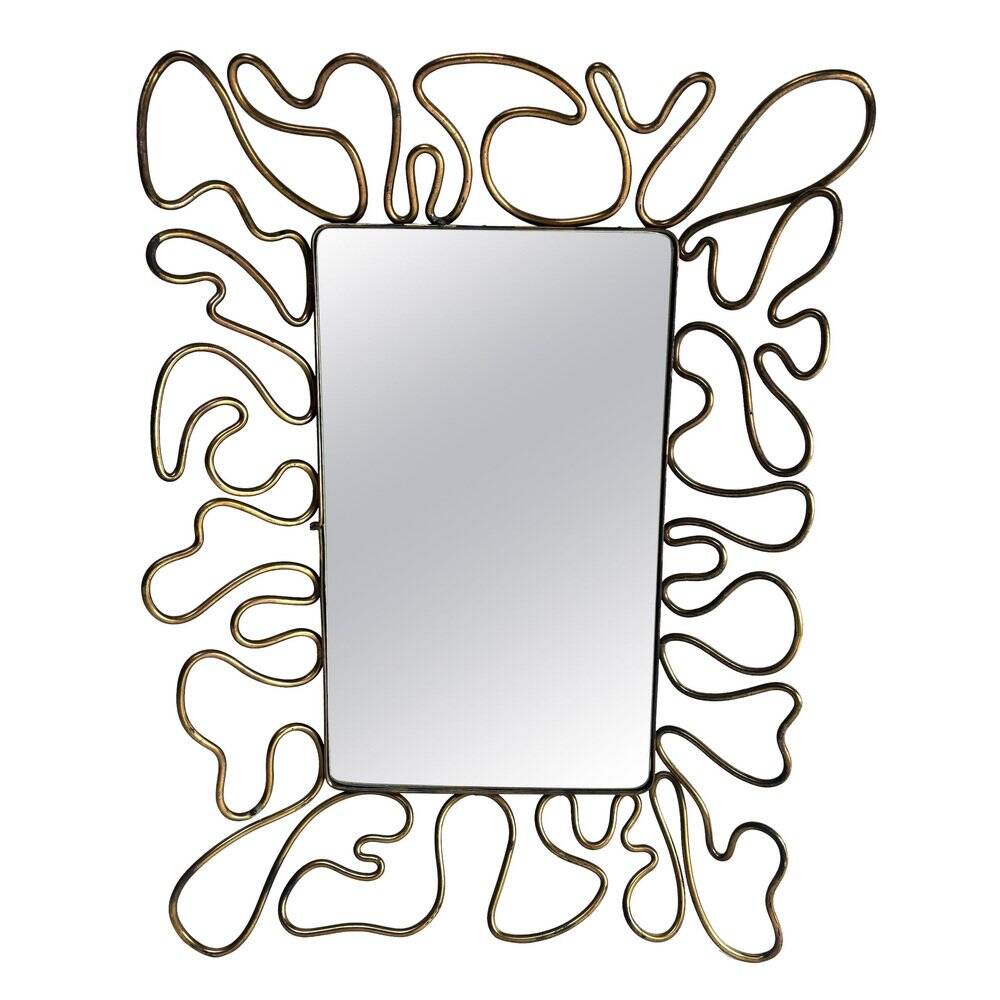 Mid-Century Brass Mirror in the style of Gio Ponti Style, Italy, 1950s