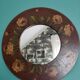 Vintage hand painted wooden round wall mirror