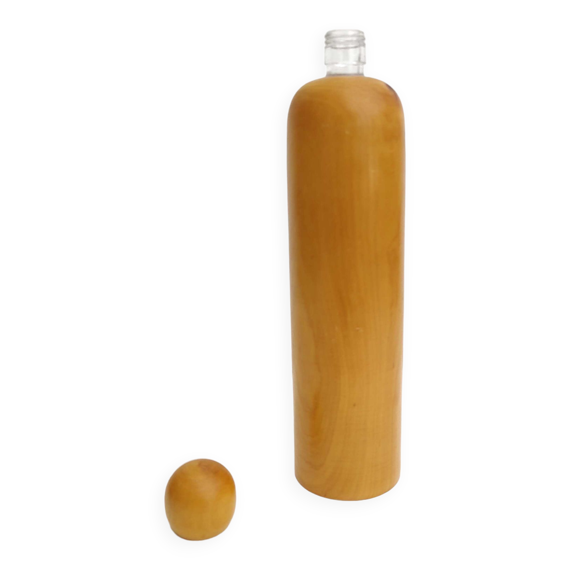 Vintage pine wood carafe bottle