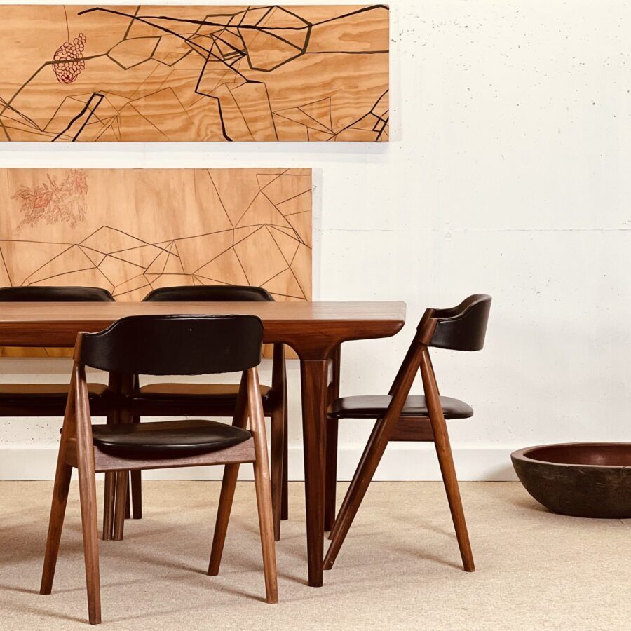 Set of 6 Danish chairs by Frode Holm (afrormosia wood)
