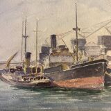 Old painting, navy, signed and dated 1931