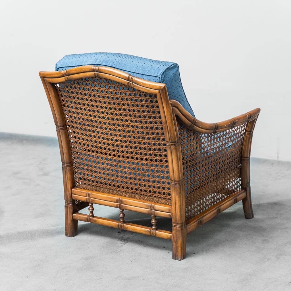 Pair of vintage armchairs in bamboo and Vienna straw 1960s modernism