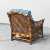 Pair of vintage armchairs in bamboo and Vienna straw 1960s modernism