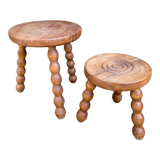 Set of two tripod Breton stools