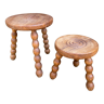 Set of two tripod Breton stools