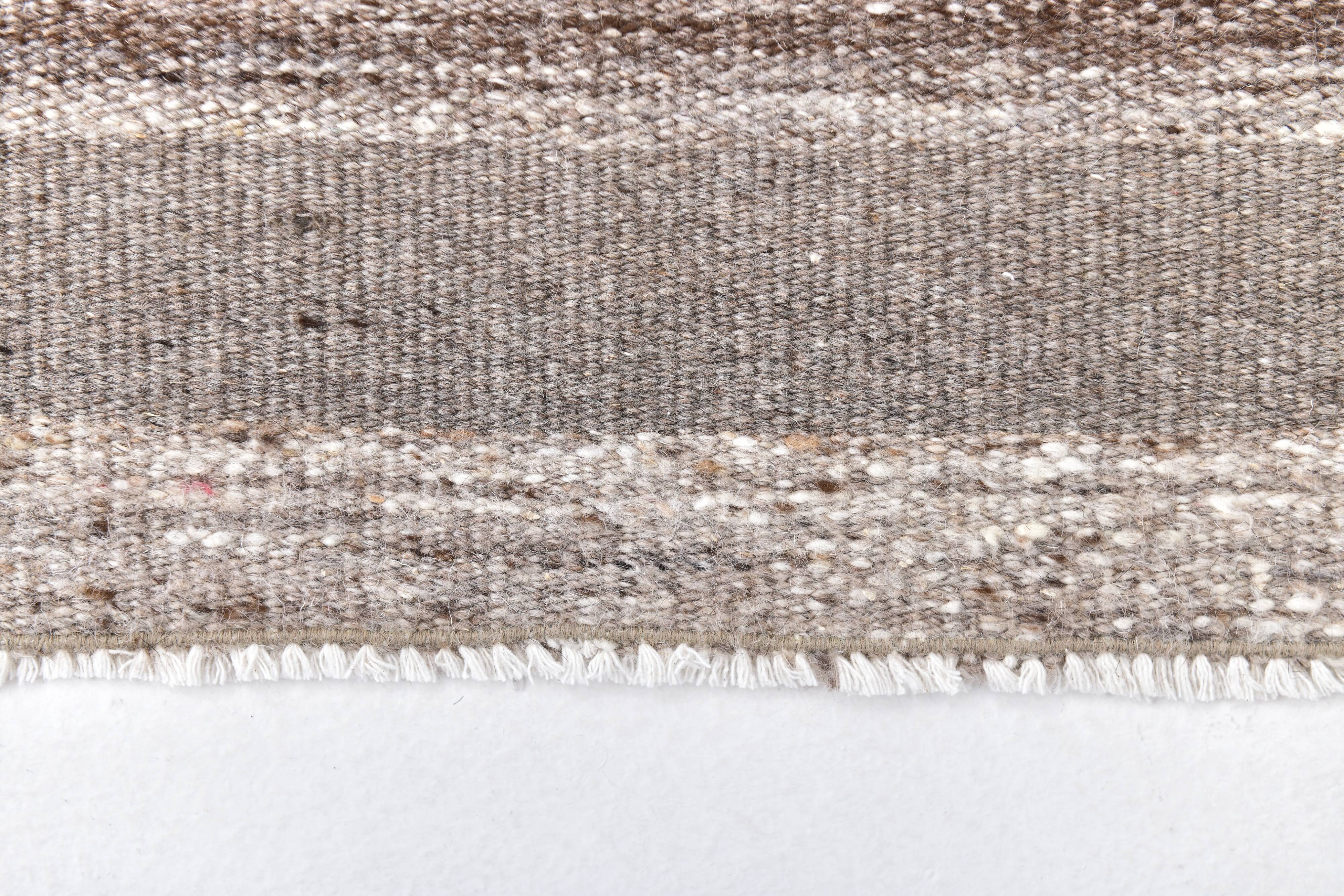 Brown natural wool kilim , hand made wool kilim , runner kilim rug 66x191cm