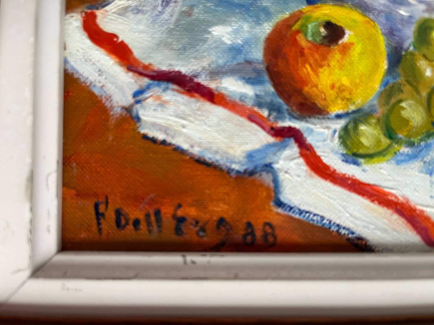 Oil on canvas, still life with fruit