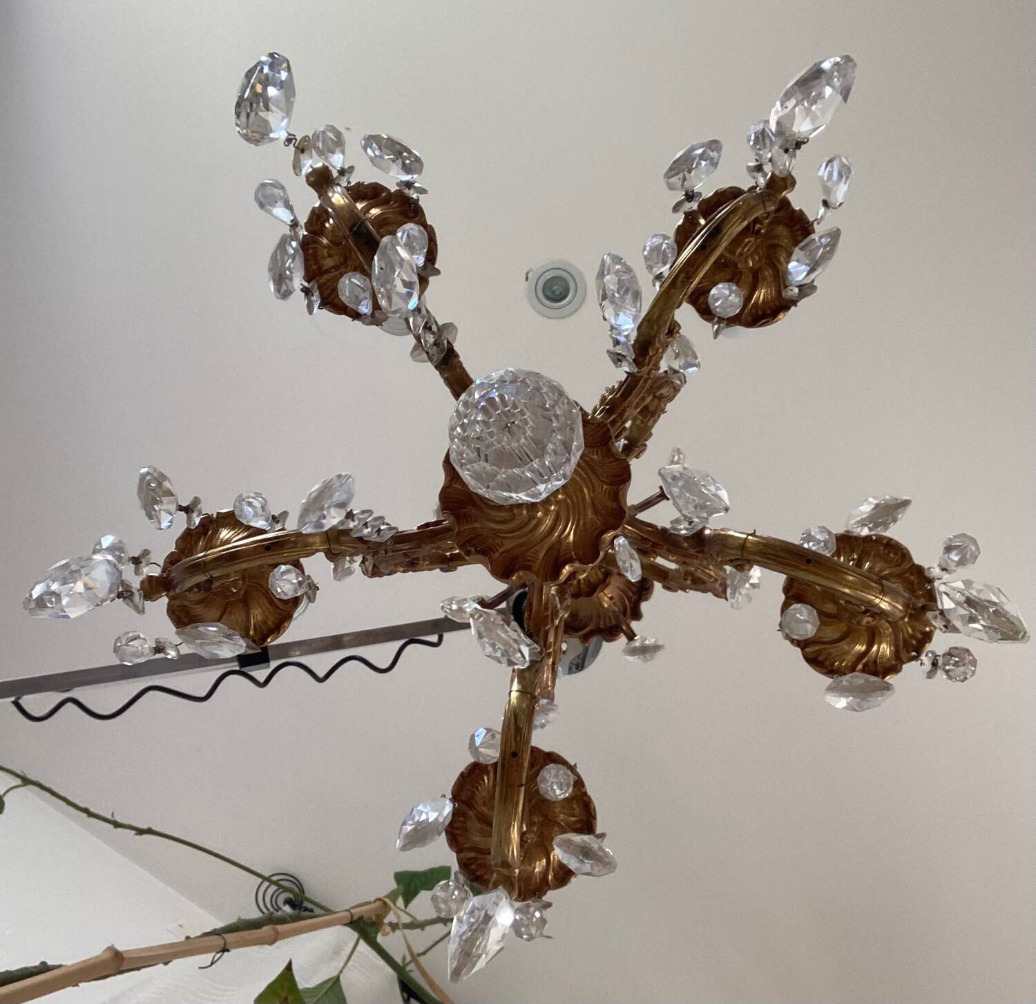 20th century gilded bronze cage chandelier with tassels