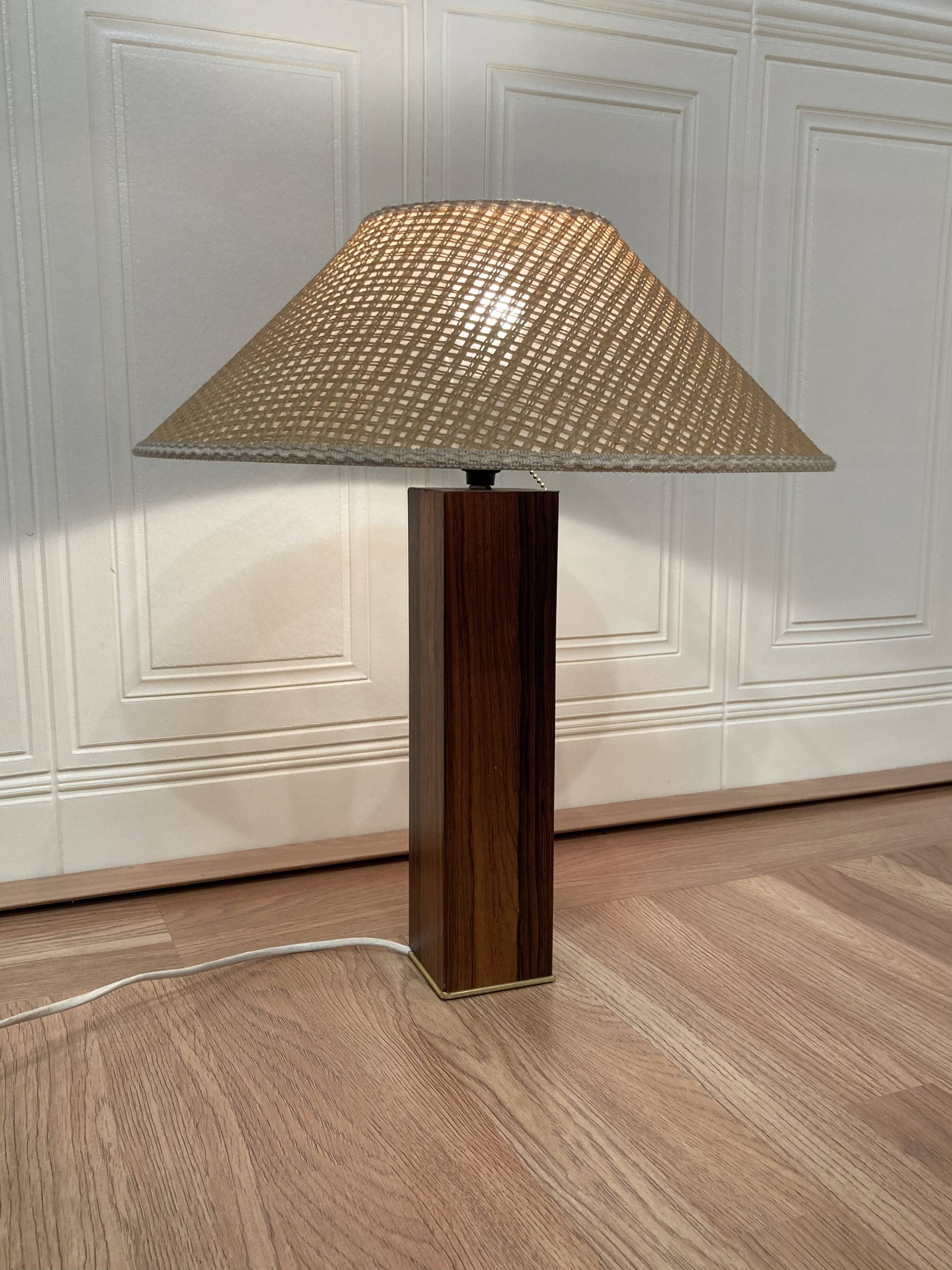 LARGE ROSEWOOD LAMP SCANDINAVIAN DESIGN 1960.