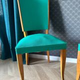 Pair of vintage emerald green chairs – 1950s, mid-century chic style