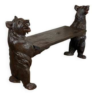 Two Bernese or Brienz bears, also known as Black Forest bears, forming a bench, 19th century