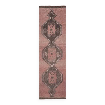 Tapis couloir fait main en laine et coton Oushak turc des années 1970, 100x349.
