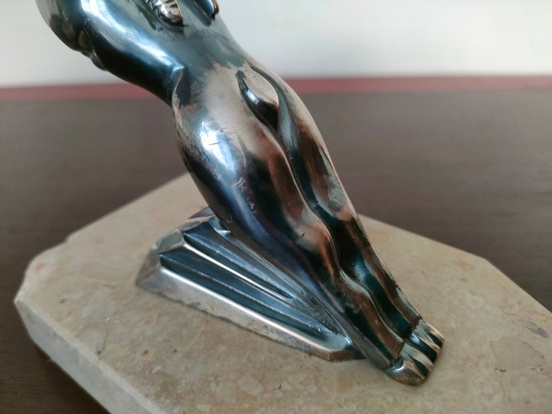 Pair of Gazelles bookends Hippolyte Moreau, signed - Spelter, marble