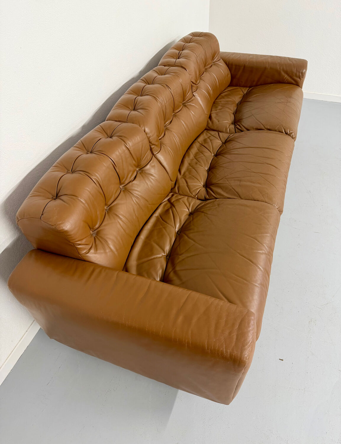 Vintage 1970s De Sede DS-40 camel leather 3-seater sofa