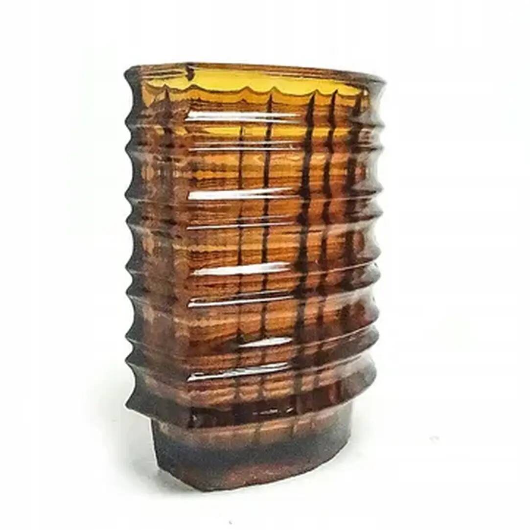 Optical vase, transparent glass, design by J. Drost, Ząbkowice, Poland, 1970s