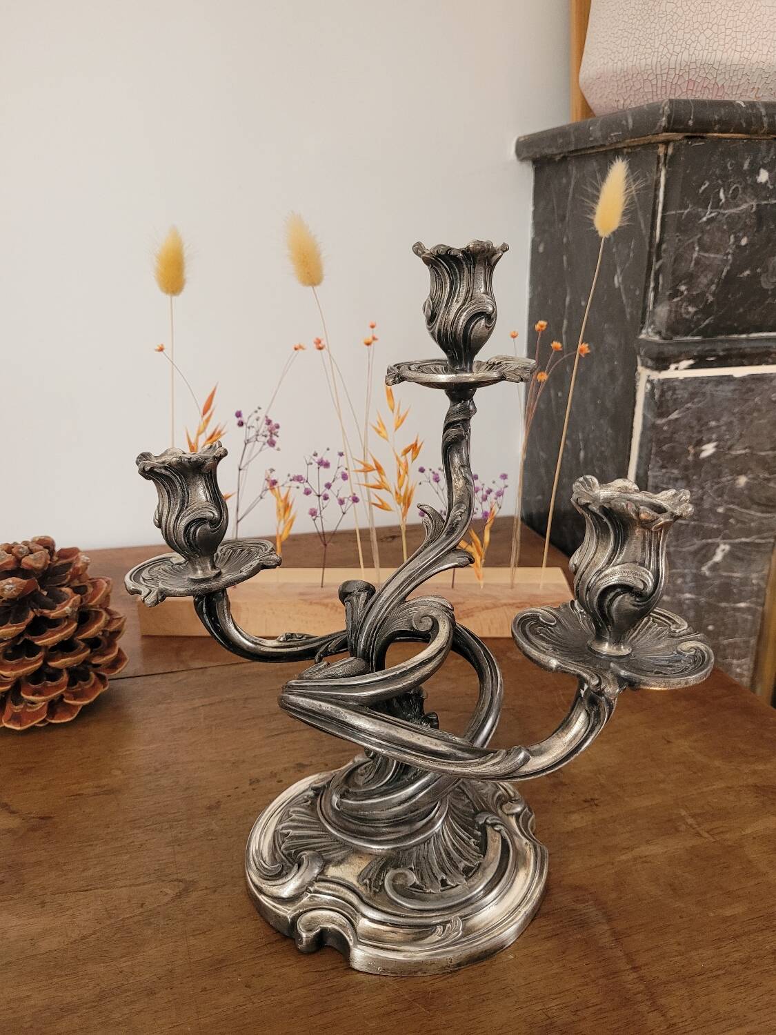 Candelabrum / Chandelier with 3 lights by Saglier Frères