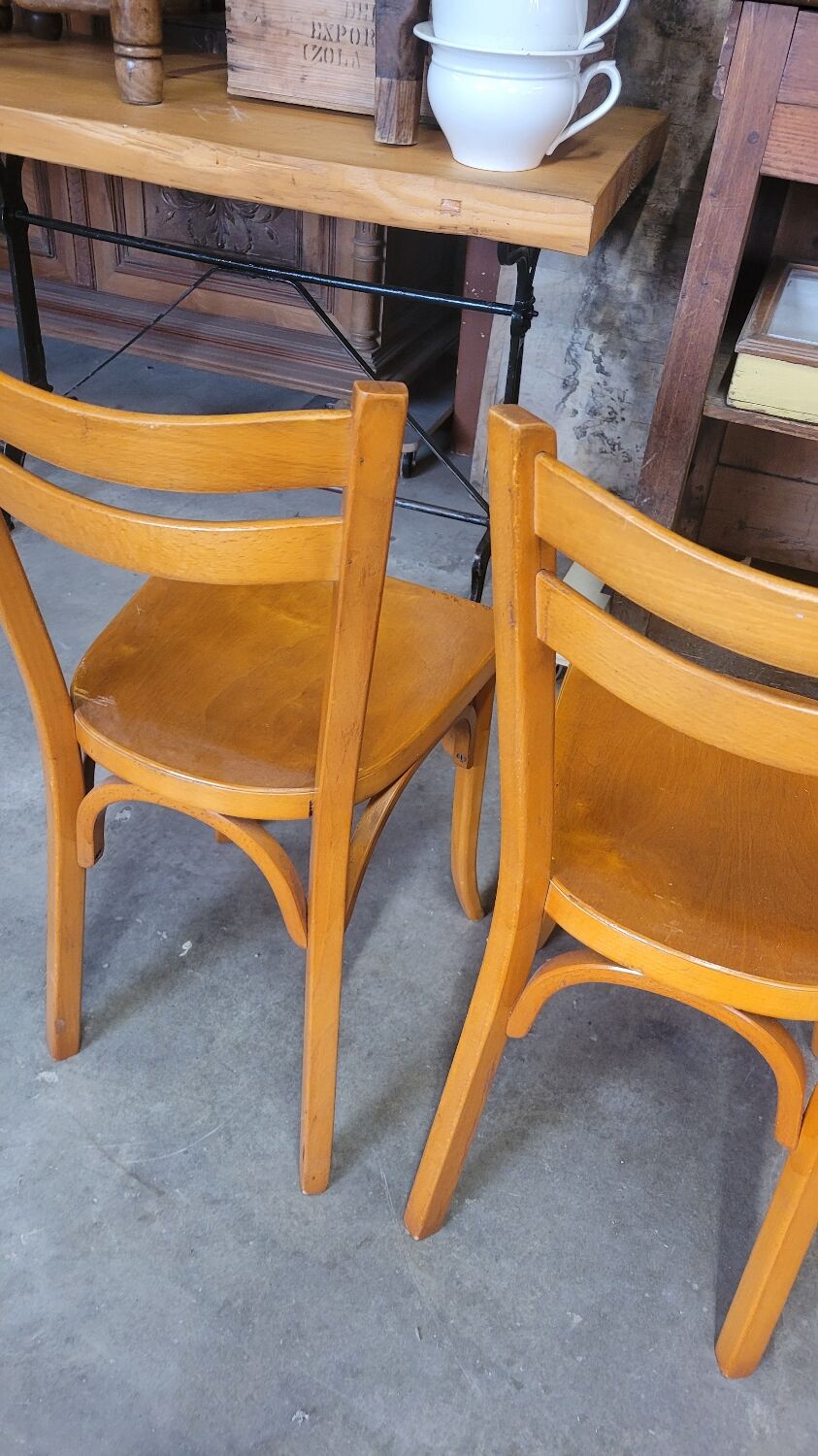 Series of 4 bistro chairs signed Baumann 1950 vintage