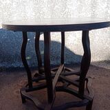 19th century Asian pedestal table with mother-of-pearl and brass inlay