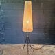 Mid-century tripod floor lamp, cord shade, 1950s-60s.