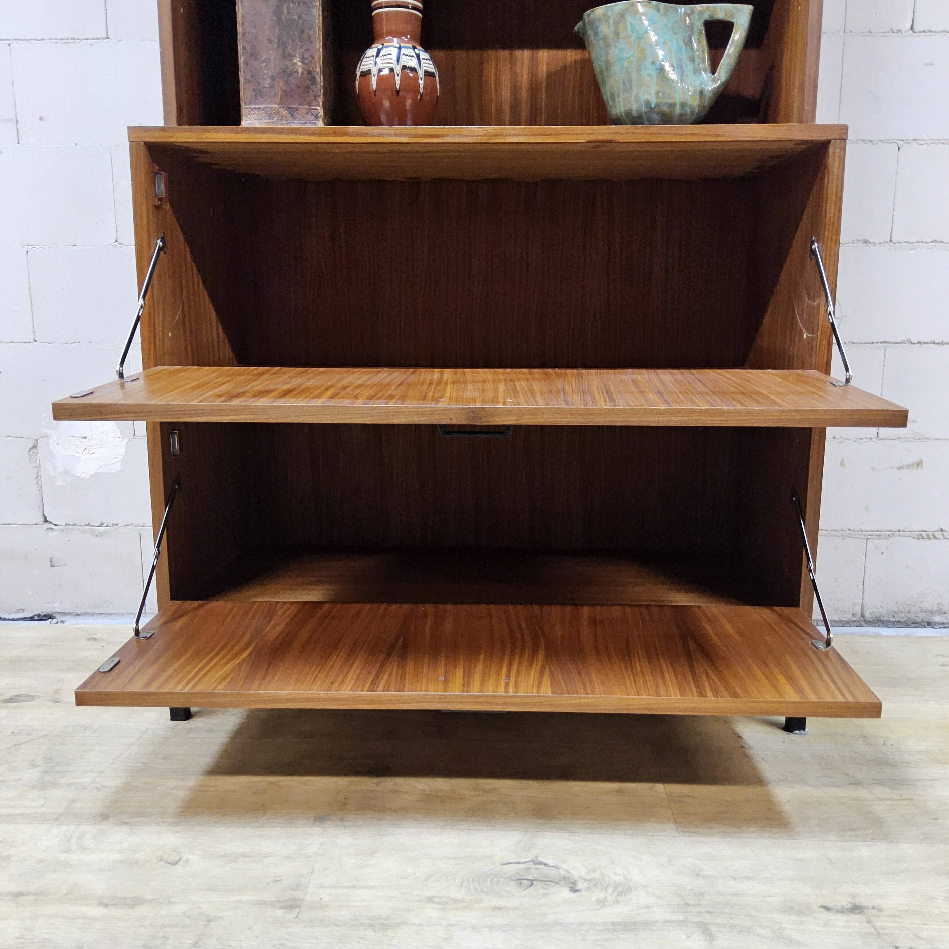 Vintage 60s teak bookcase drinks cabinet (display cabinet) 3 parts