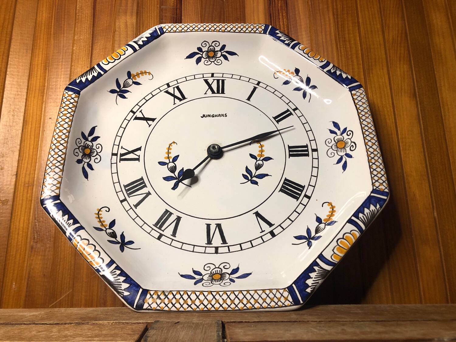 Old pendulum plate junghans white painted ceramic vintage #a537