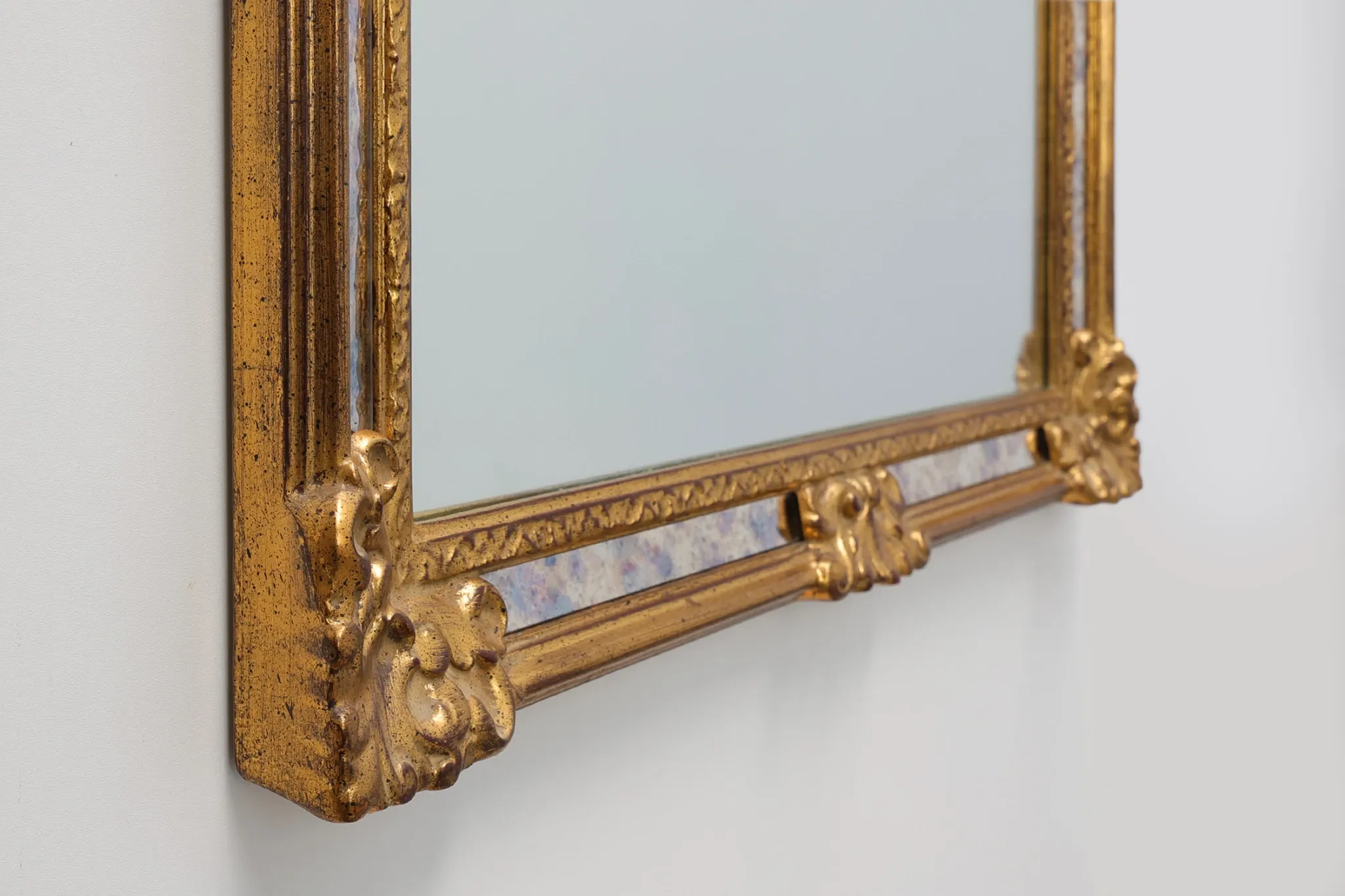 Mirror with Acanthus Crest and Marbled Borderby Deknudt, Belgium, 20th Cent