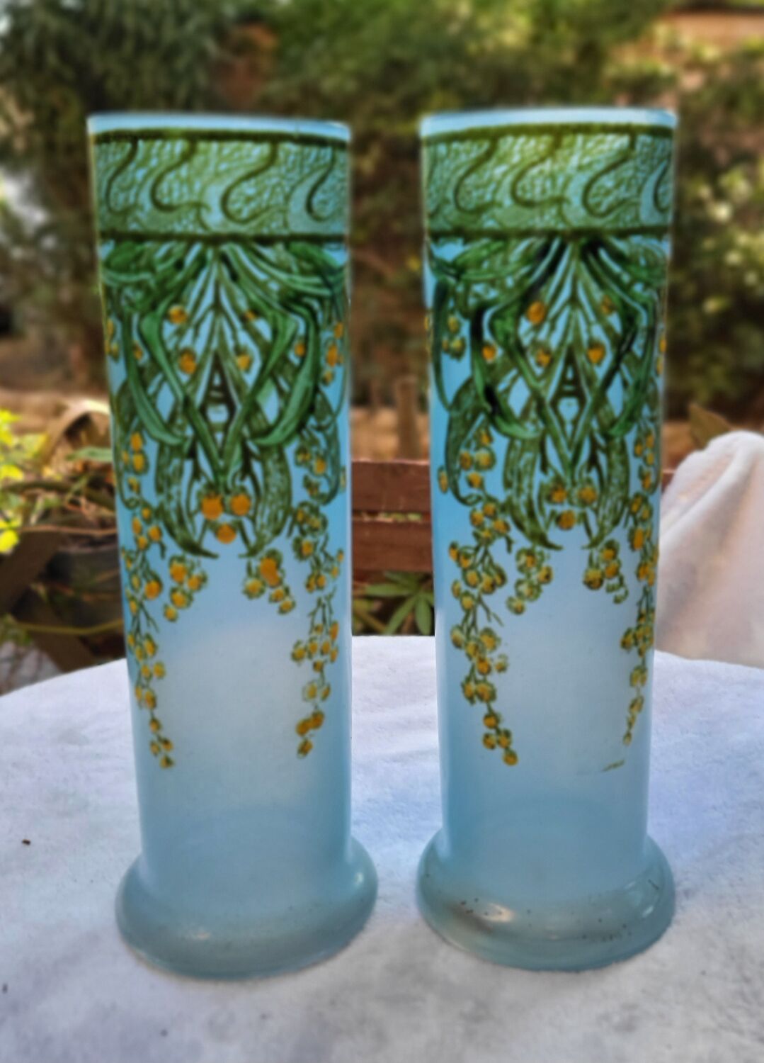 Pair of Legras art nouveau vases