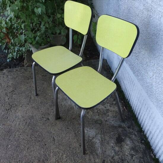 Pair of yellow formica chairs