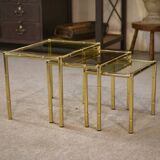 Bamboo imitation brass nesting tables 1980s