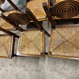 Oak chairs with straw seats in the spirit of charles douduyt