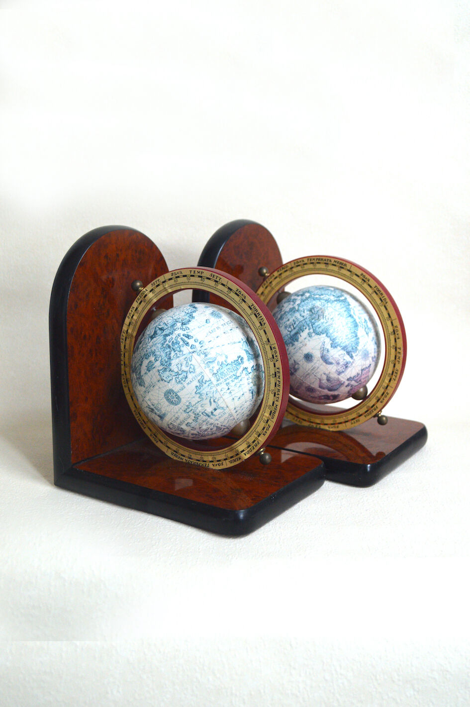 Pair of vintage bookends globes