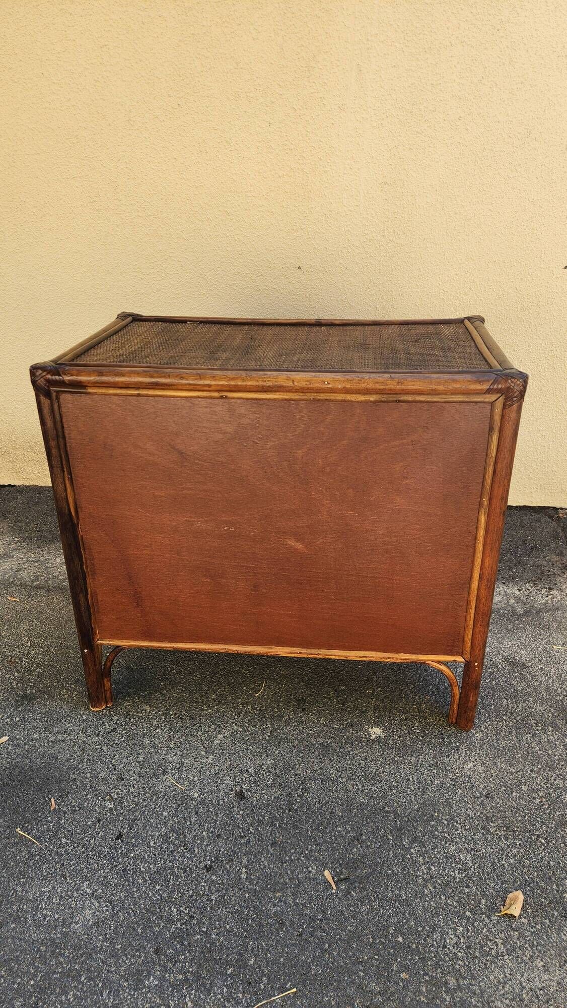Commode vintage en rotin et osier tressé – 3 tiroirs / Style Boho & Chabby