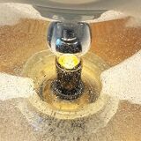 Mazzega Lampe Murano  Verre Puliginiso et inox 1971