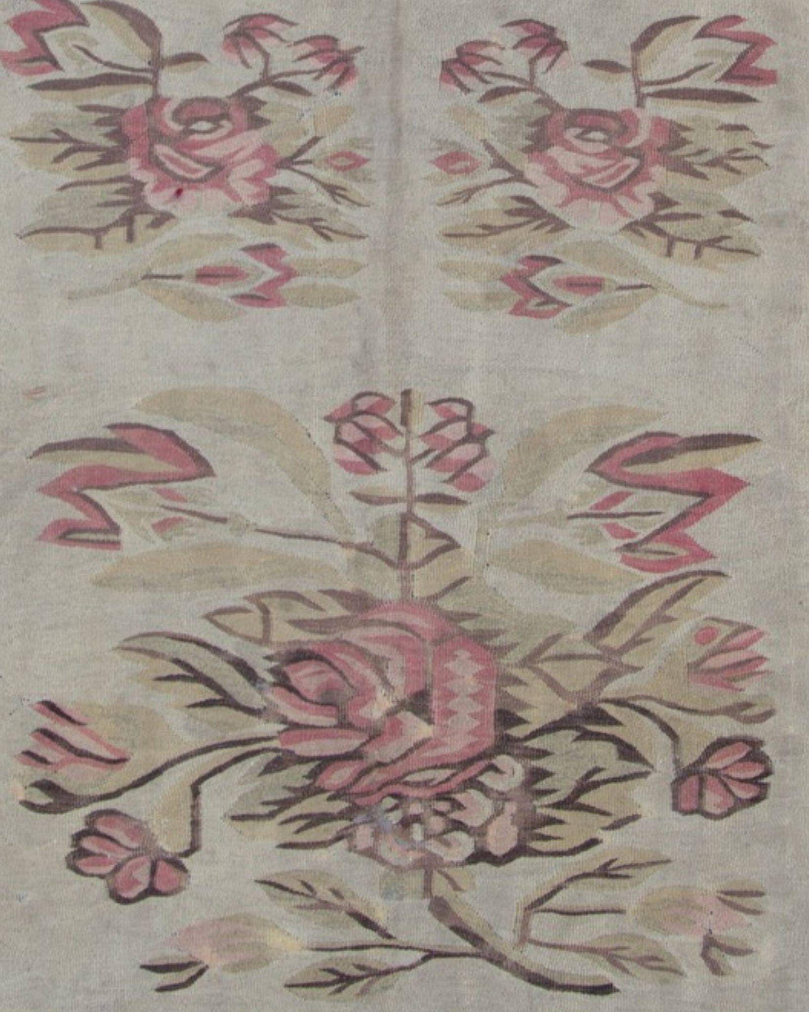 Bessarabian Kilim Rug 1870, Pink & Sky Blue Floral Wool Flatweave 176x271cm