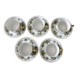Vintage Hackefors cup plus saucer with leaf pattern from Sweden mid-century. Price per set.