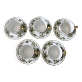 Vintage Hackefors cup plus saucer with leaf pattern from Sweden mid-century. Price per set.