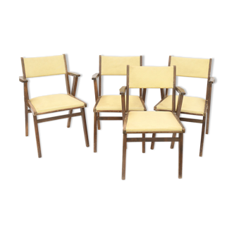 Suite of 4 vintage armchairs from the 1950s