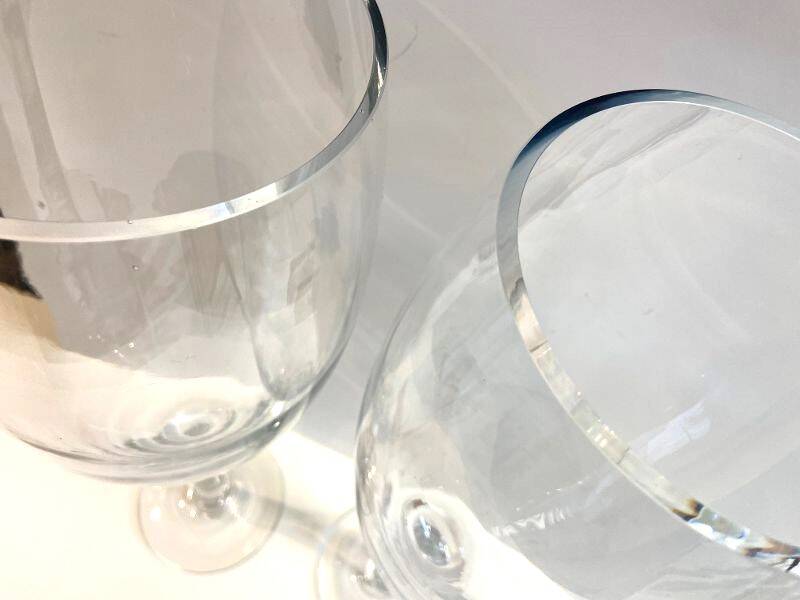 Duo of Large Tealight Holders Vases Candle Holders on Stand Blown Crystal Glass Deco