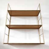 Brown metal string shelf and gilded studs 1960