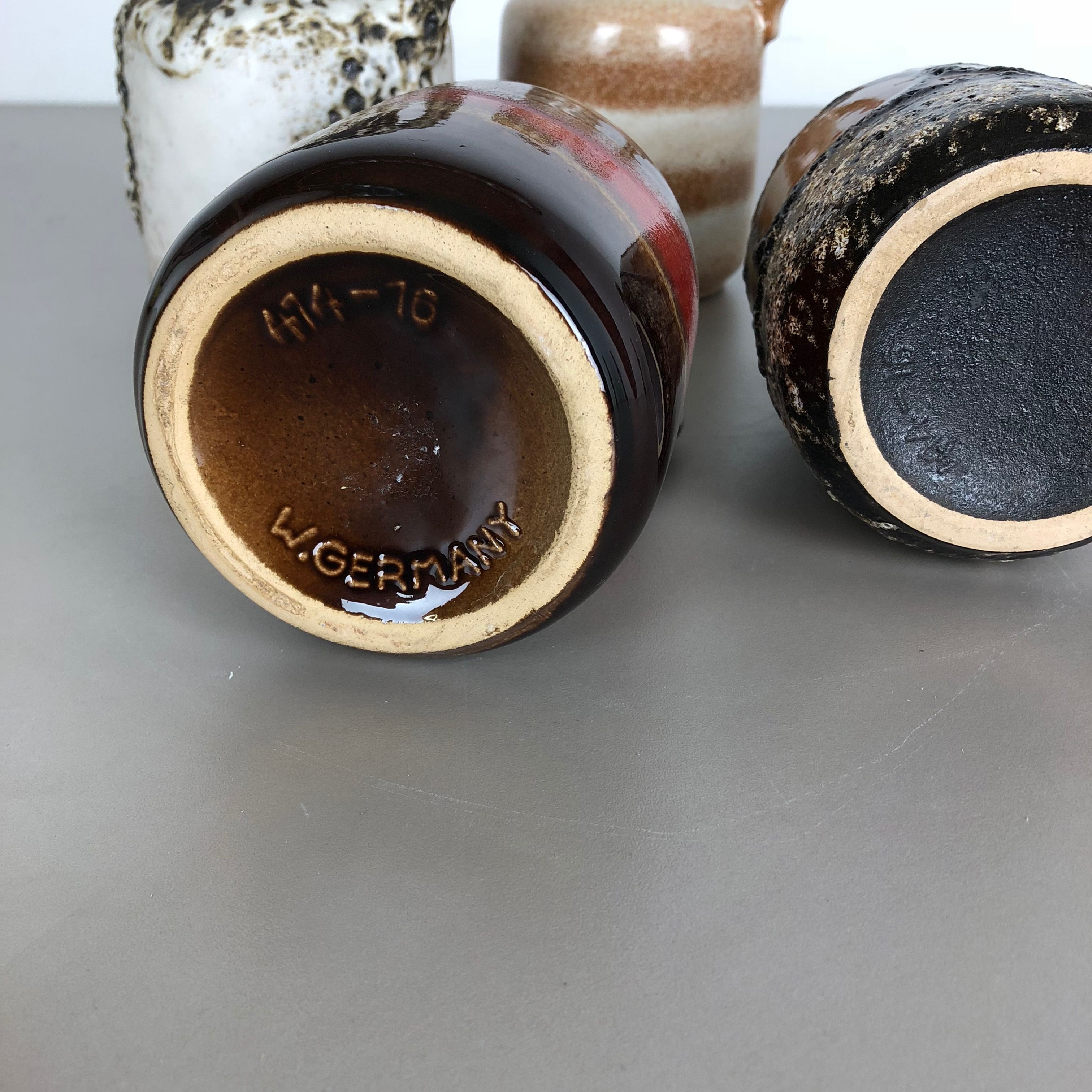 Set of five pottery fat vava "414-16" vases Made by Scheurich, Germany