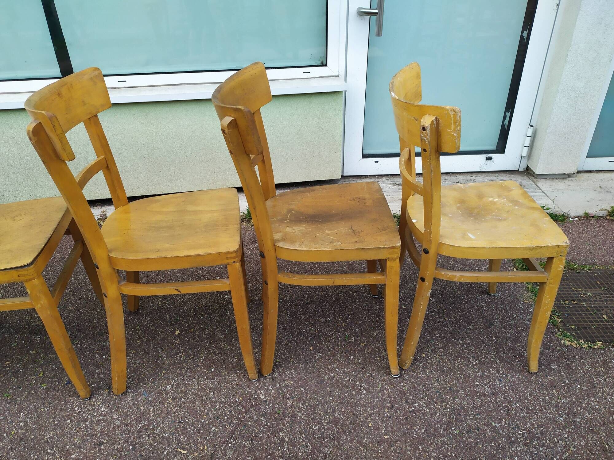 Lot de 12 chaises de bistrot bar bois vintage luterma