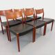 Set of 6 vintage Scandinavian Fristho Franeker chairs in teak and skai from the 60s