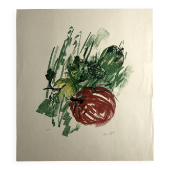 Joseph pollet, still life, c 1970. lithographie originale signée au crayon